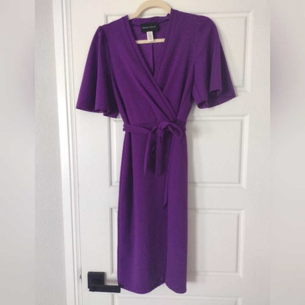 Donna Morgan Vibrant Purple Midi Dress